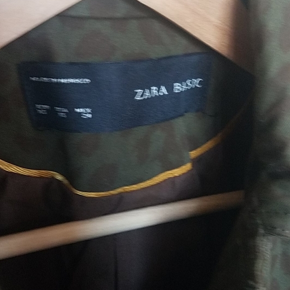 Zara green + brown leopard print trench coat NWT - Picture 3 of 4